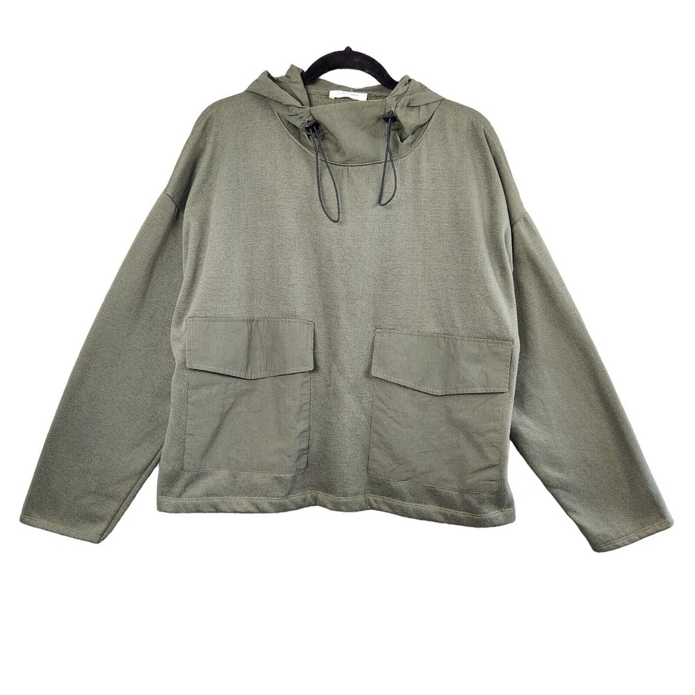 ZARA Trafaluc Green Hooded Utility Long Sleeve Sweatshirt Gorpcore SIZE LARGE